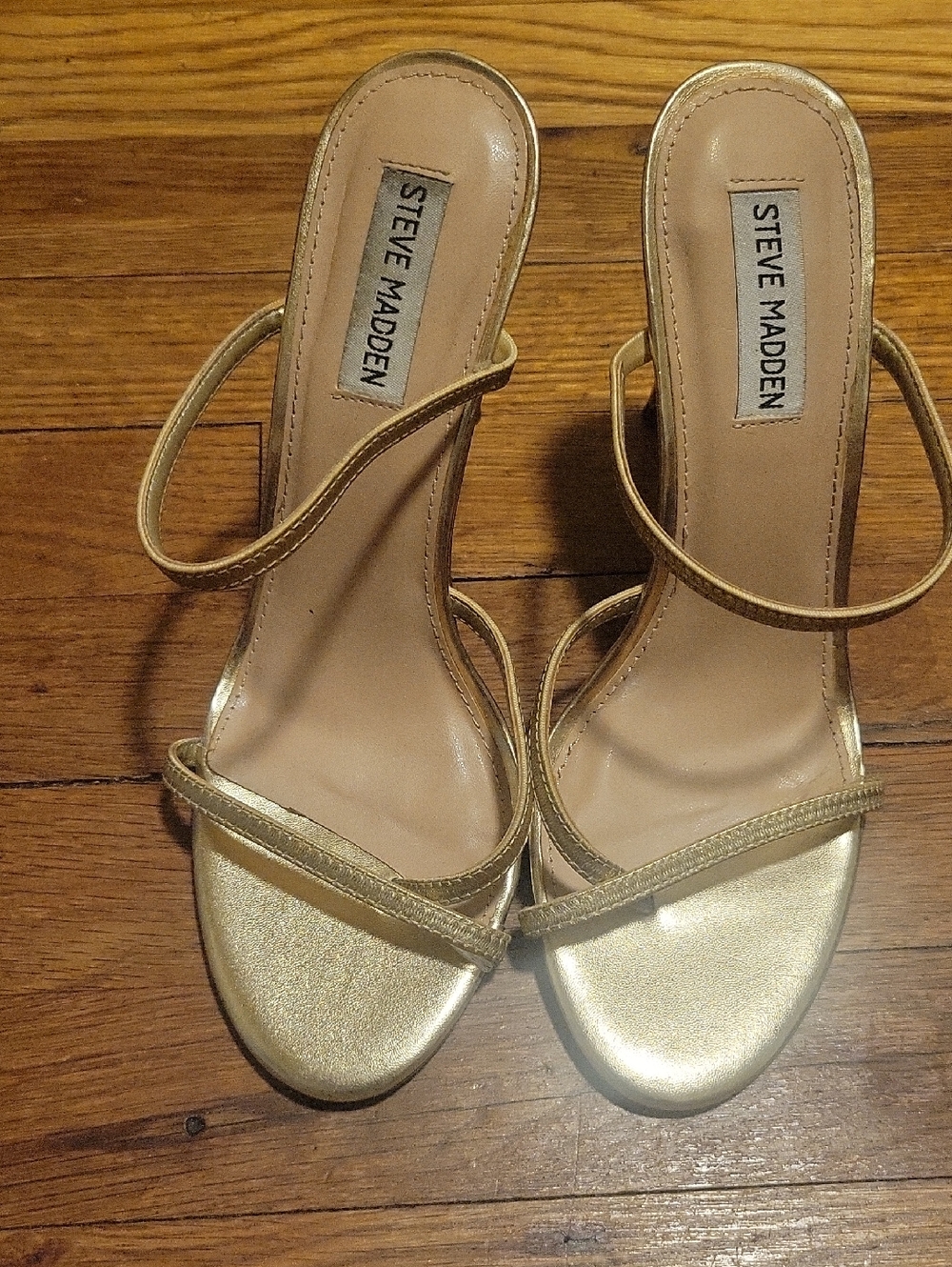 Steve Madden Gold Metallic Strappy High-Heel Sandals